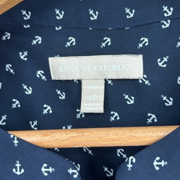 Banana Republic Navy Blue Anchor Tank Women’s Size 4 Petite - Picture 5 of 13